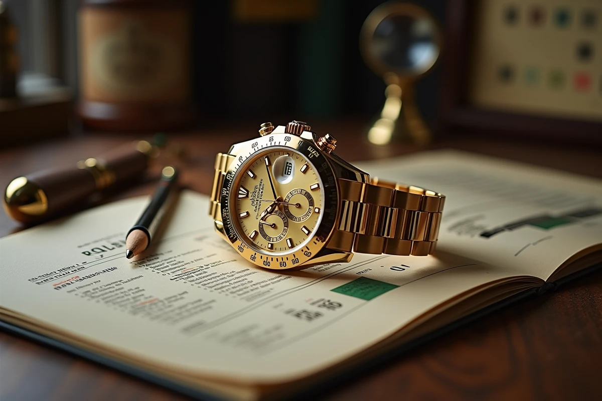 Rolex Daytona en or sur catalogue officiel et guide de prix lors d'une session d'estimation horlogère professionnelle